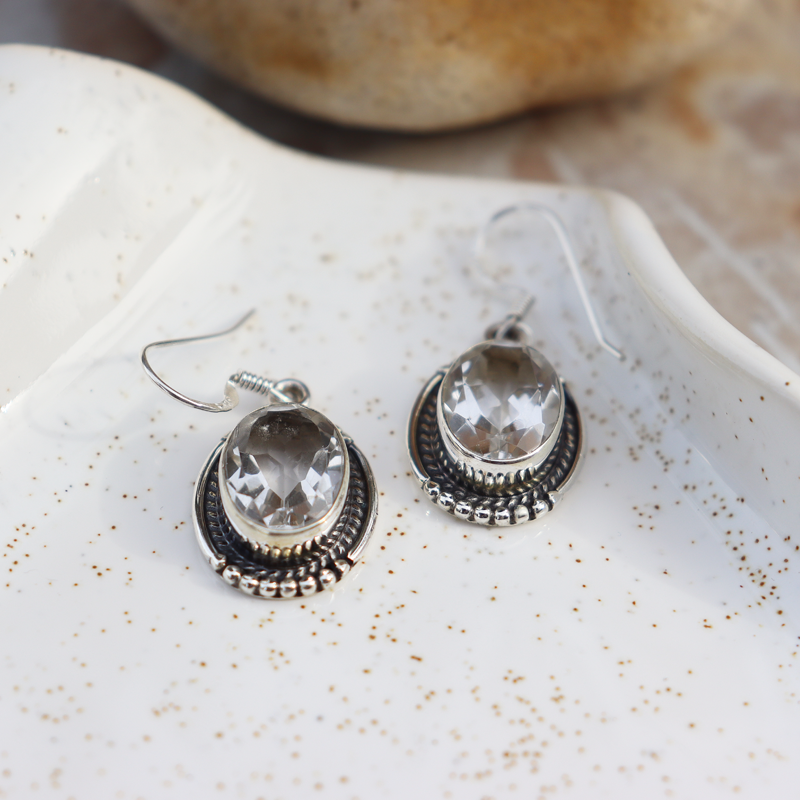 Ava Clear Quartz Gypsy Earrings