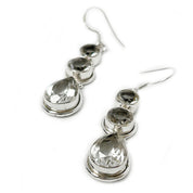 clear quartz triple drop sterling silver earrings