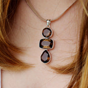 smoky quartz sterling silver gemstone pendant
