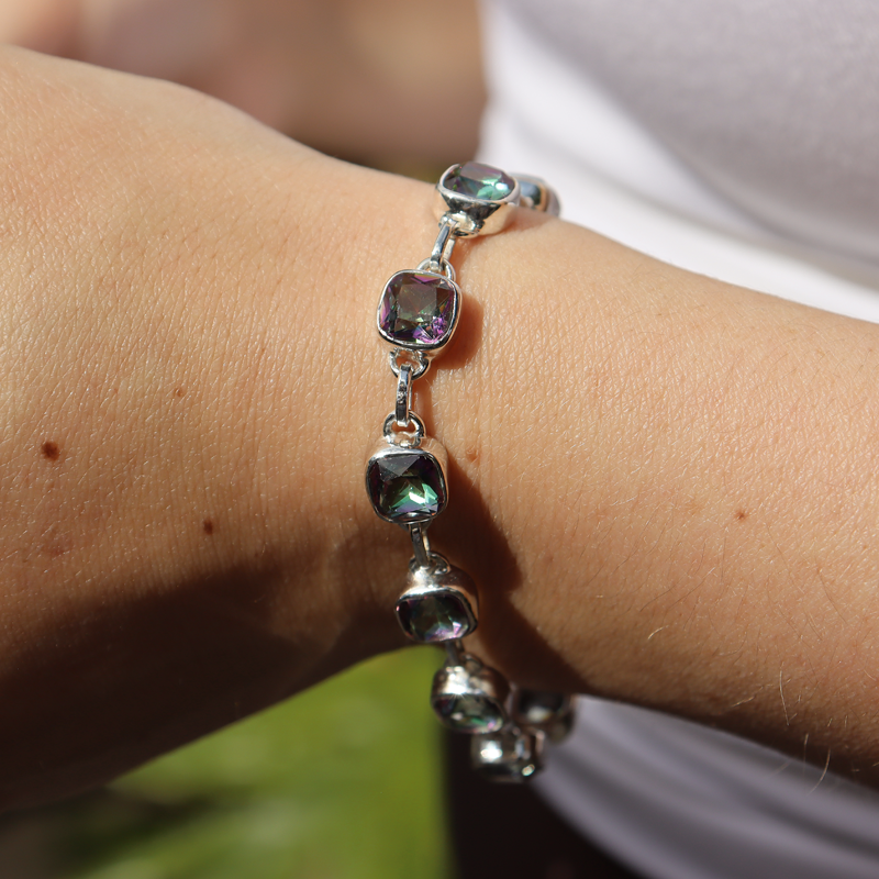 mystic topaz sterling silver gemstone bracelet