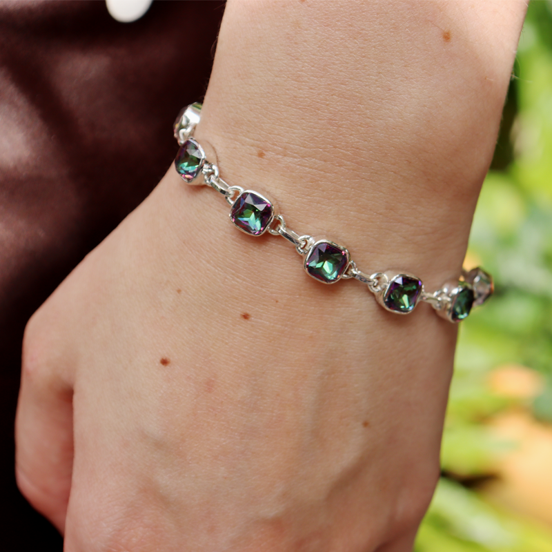 mystic topaz sterling silver gemstone bracelet