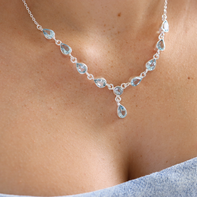 blue topaz sterling silver gemstone necklace