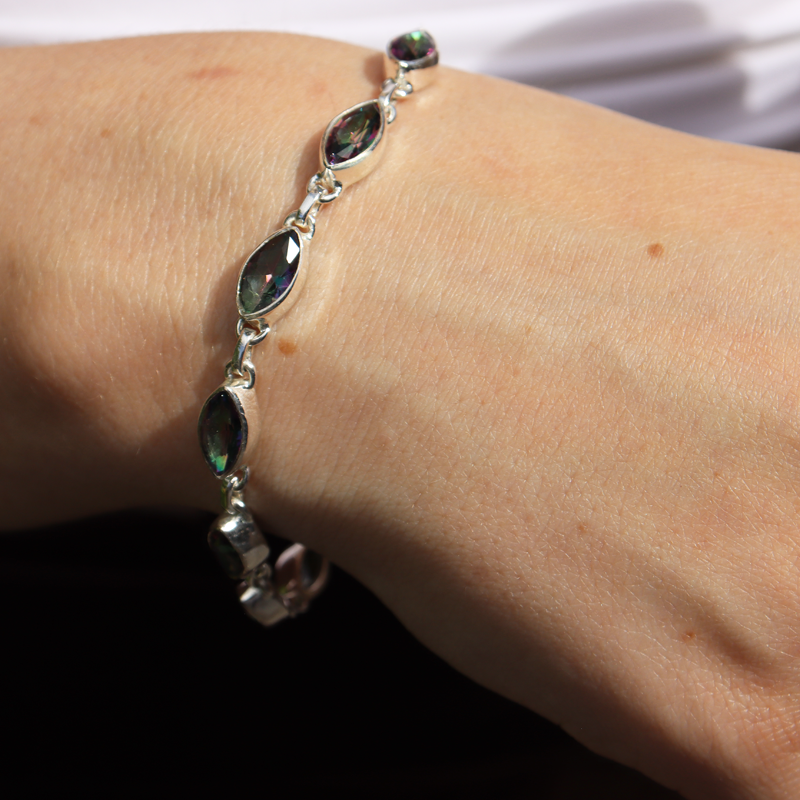 mystic topaz sterling silver gemstone bracelet