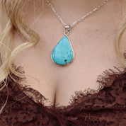 teardrop sterling turquoise silver gemstone pendant