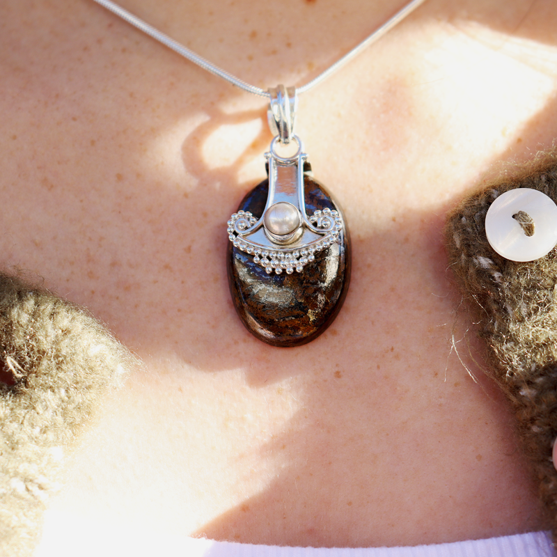 bronite pearl sterling silver gemstone pendant