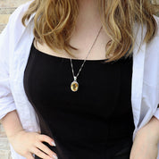 oval citrine gemstone sterling silver pendant