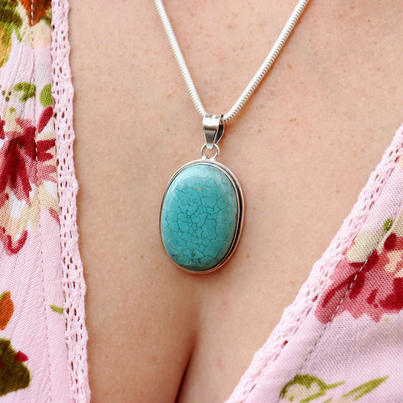 oval turquoise sterling silver pendant