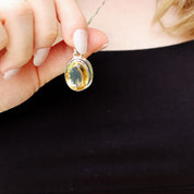 oval citrine gemstone sterling silver pendant