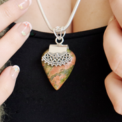 moss agate sterling silver gemstone pendant