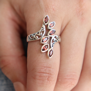 garnet sterling silver gemstone ring