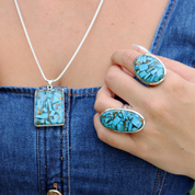 copper turquoise gemstone sterling silver gemstone pendant