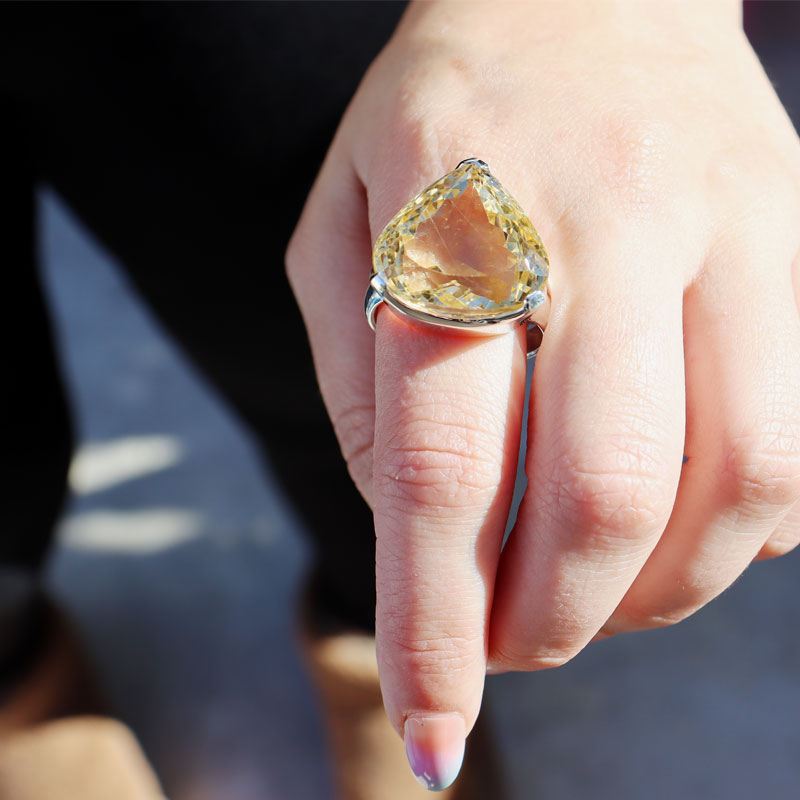 citrine silver gemstone ring