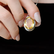 oval citrine gemstone sterling silver pendant