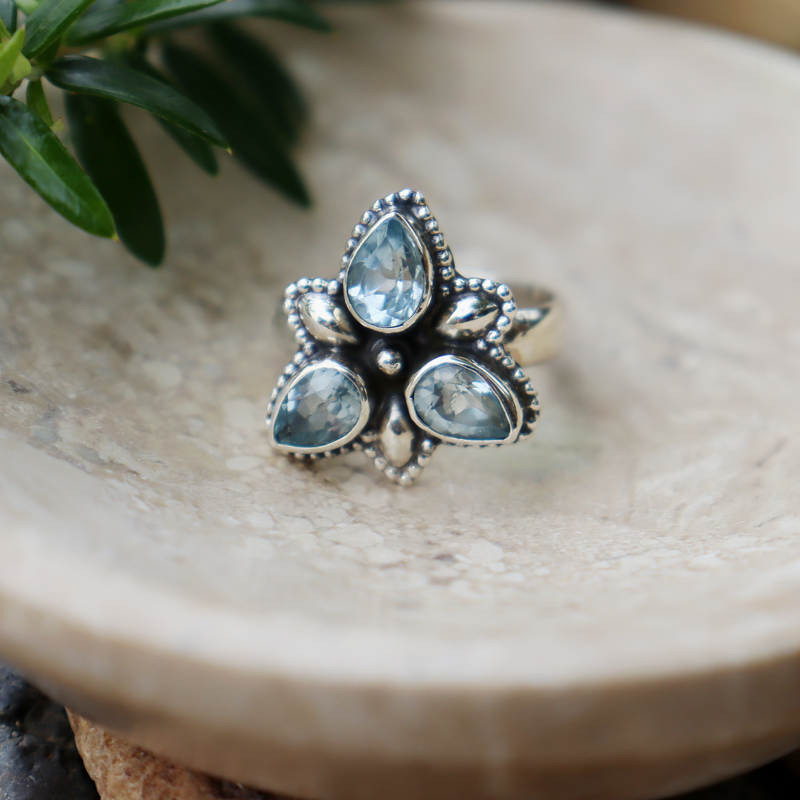 blue topaz sterling silver gemstone ring