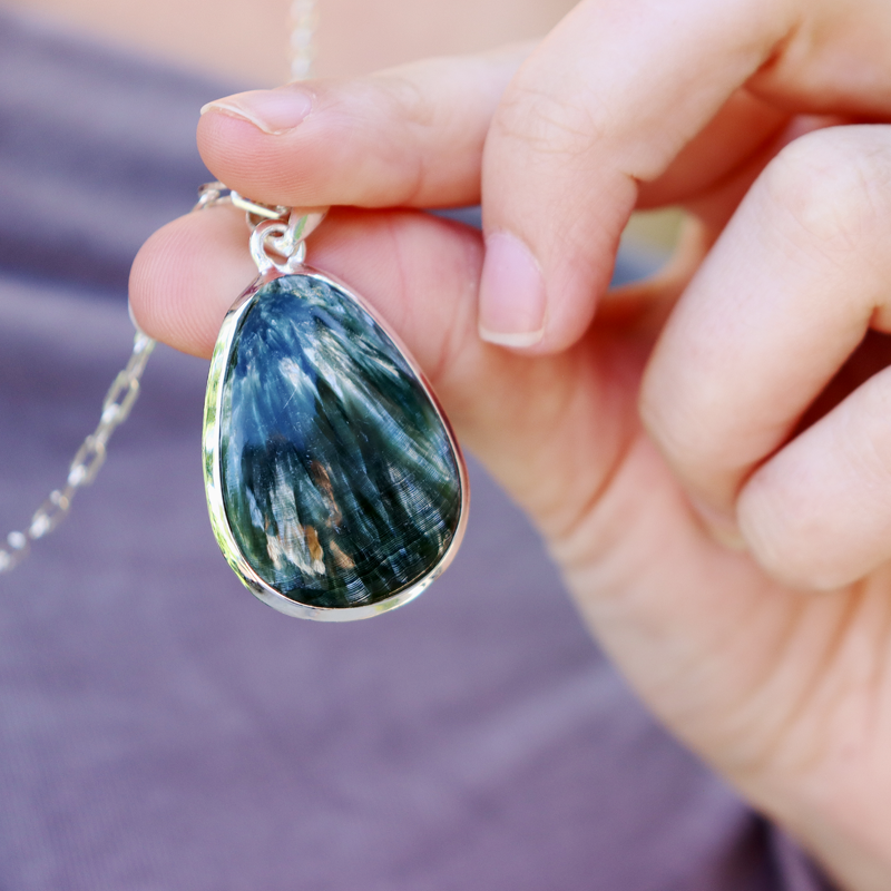 seraphinite sterling silver gemstone pendant