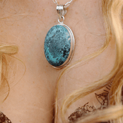 oval turquoise sterling silver gemstone pendant