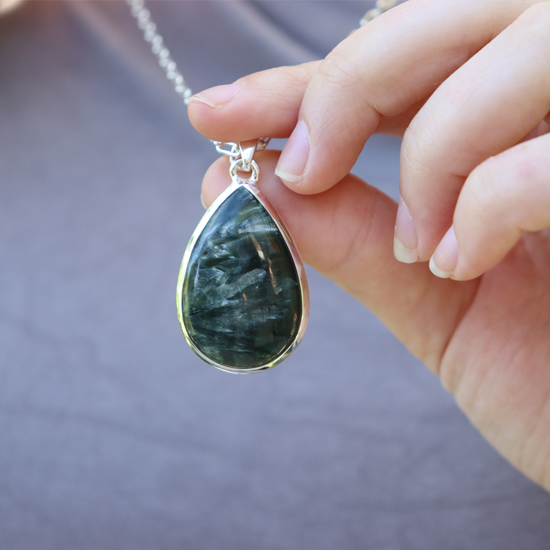 seraphinite sterling silver gemstone pendant