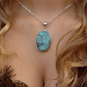oval sterling silver turquoise gemstone pendant