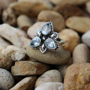 Flower Blue Topaz Gemstone Ring