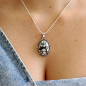 turquoise oval sterling silver gemstone pendant