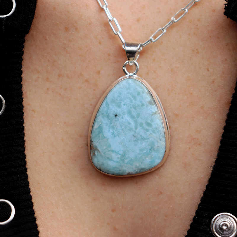 larimar sterling silver gemstone pendant