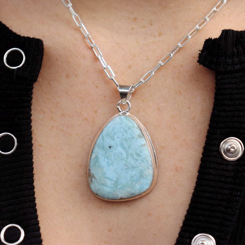 larimar sterling silver gemstone pendant
