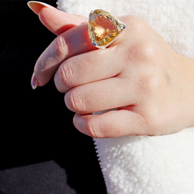 citrine silver gemstone ring