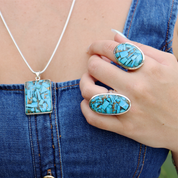 copper turquoise gemstone sterling silver gemstone pendant