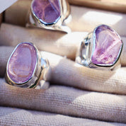 amethyst large silver gemstone ring