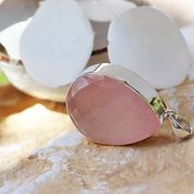 xl rose quartz silver gemstone pendant