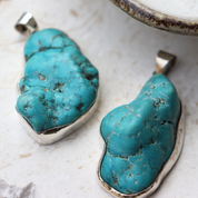 big turquoise sterling silver gemstone pendant