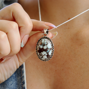 turquoise oval sterling silver gemstone pendant