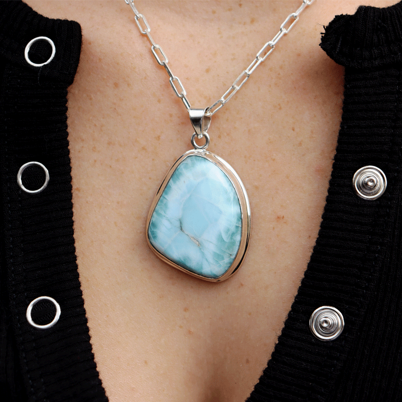 larimar sterling silver gemstone pendant