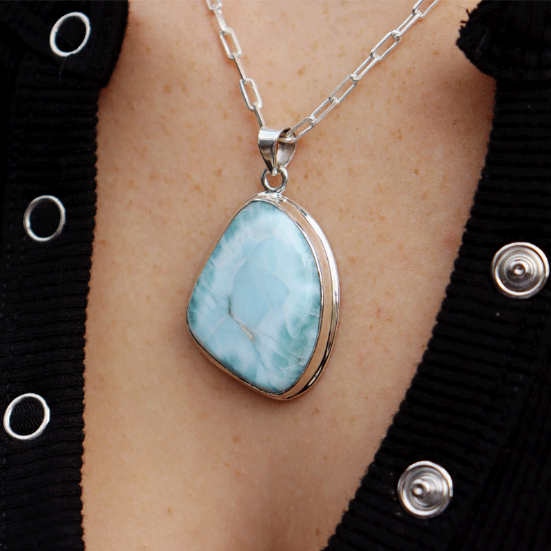 larimar sterling silver gemstone pendant