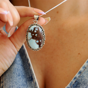 oval turquoise sterling silver gemstone pendant