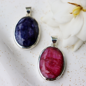 ruby quartz sterling silver oval gemstone pendant