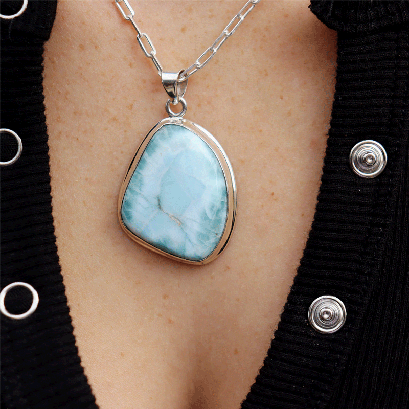 larimar sterling silver gemstone pendant