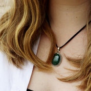 oval malachite sterling silver gemstone pendant