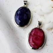 oval sapphire quartz sterling silver gemstone pendant