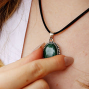 oval malachite sterling silver gemstone pendant