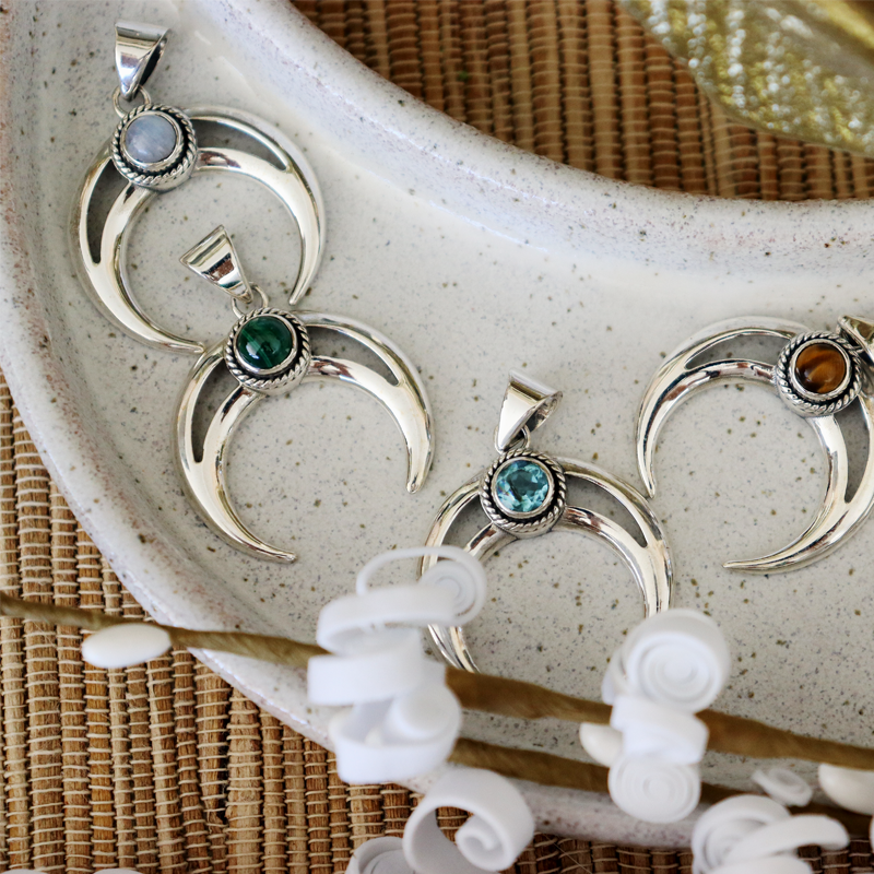 moon blue topaz sterling silver gemstone pendant