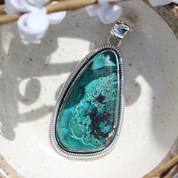 shattuckite sterling silver gemstone pendant
