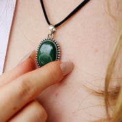 oval malachite sterling silver gemstone pendant