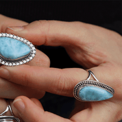 statement larimar sterling silver gemstone ring