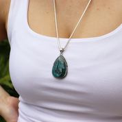 shattuckite sterling silver gemstone pendant