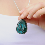 shattuckite sterling silver gemstone pendant