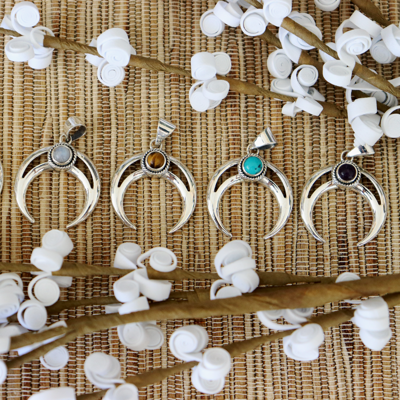 moon sapphire quartz sterling silver gemstone pendant