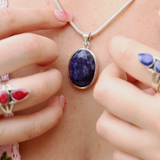 oval sapphire quartz sterling silver gemstone pendant