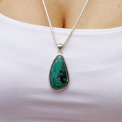 shattuckite sterling silver gemstone pendant