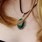 oval malachite sterling silver gemstone pendant